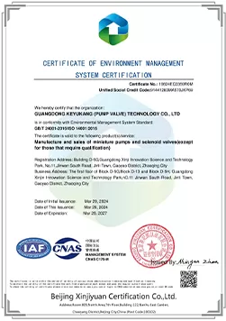 certificate of ewironent nanagevent system certification