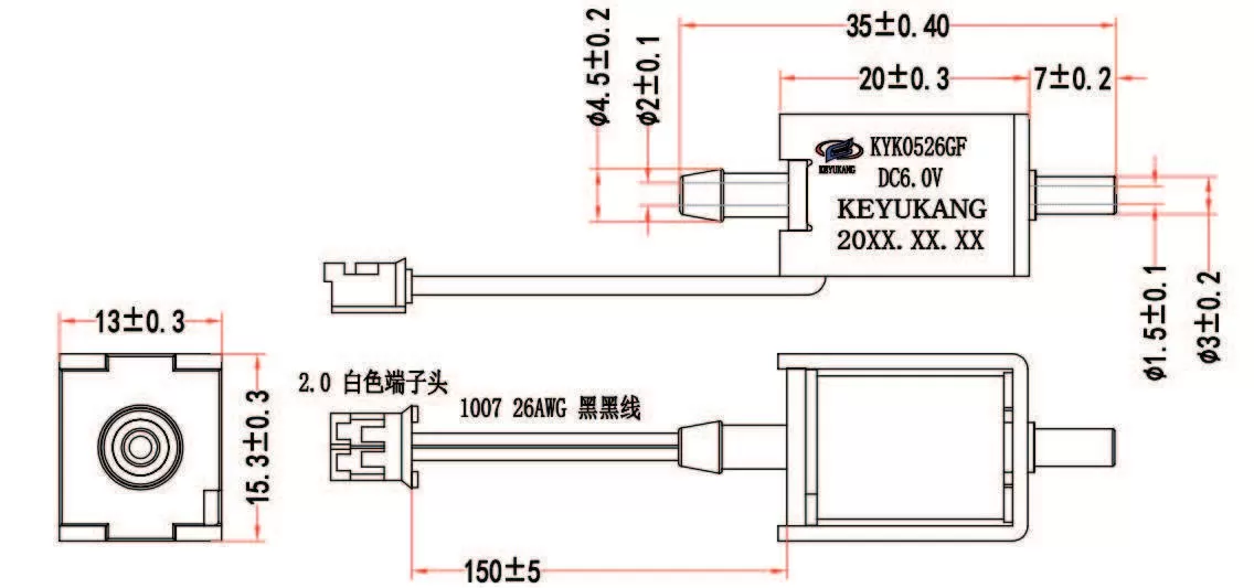 Specification of 0526GF Micro Water Solenoid Valve