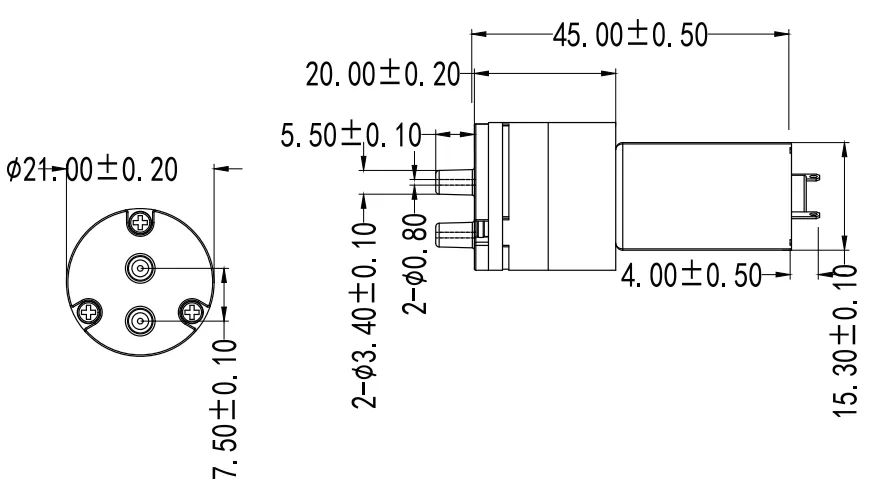 Specification of 21VPM Micro Negative Pressure Pump/Miniature Vacuum Pump