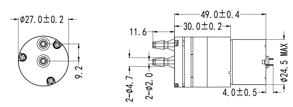 Specification of 2748CPW Micro Diaphragm Water Pump