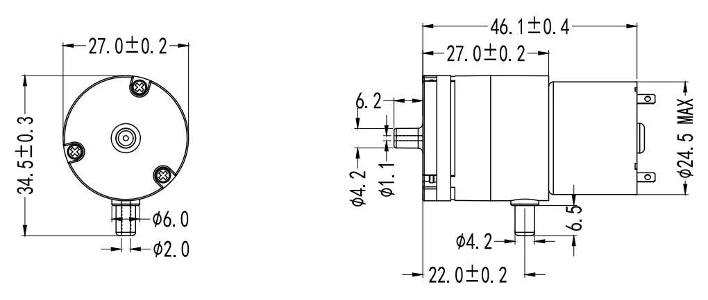 Specification of 2748BPM Micro Negative Pressure Pump/Miniature Vacuum Pump