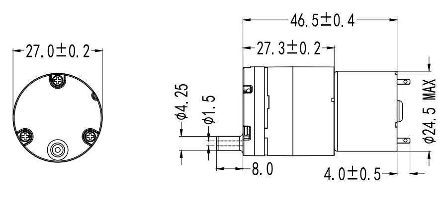 Specification of 2748CPM Micro Negative Pressure Pump/Miniature Vacuum Pump