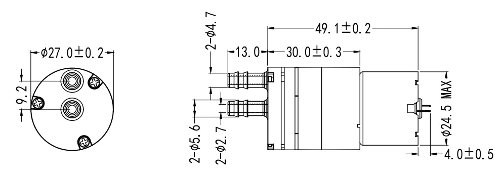 Specification of 2748FPW Micro Diaphragm Water Pump