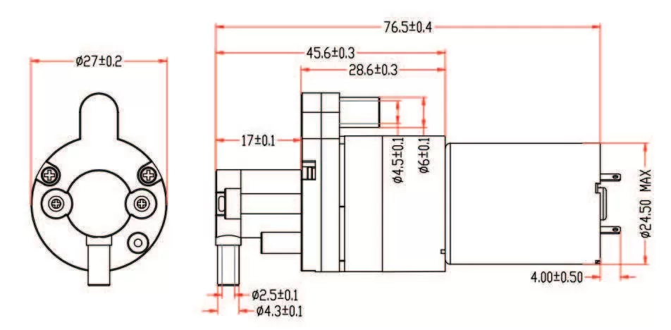 Specification of 2748HPW Micro Diaphragm Water Pump
