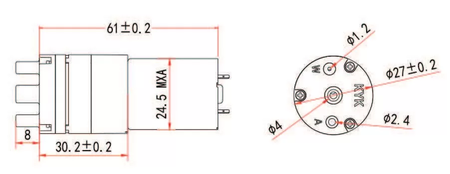 Specification of 27CPW Micro Diaphragm Water Pump