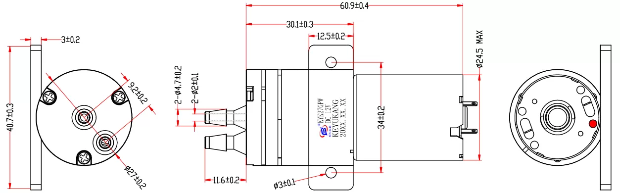 Specification of 27GPW Micro Diaphragm Water Pump