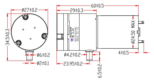 Specification of 27KPM Micro Negative Pressure Pump/Miniature Vacuum Pump