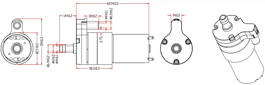 Specification of 27RPW Micro Diaphragm Water Pump