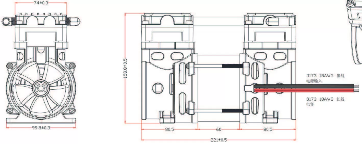 Specification of 280 Compact Piston Vacuum Pump