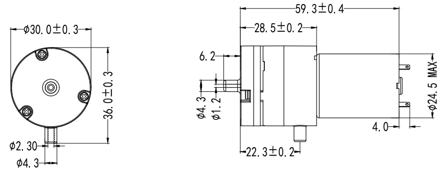 Specification of 30BPM Micro Negative Pressure Pump/Miniature Vacuum Pump