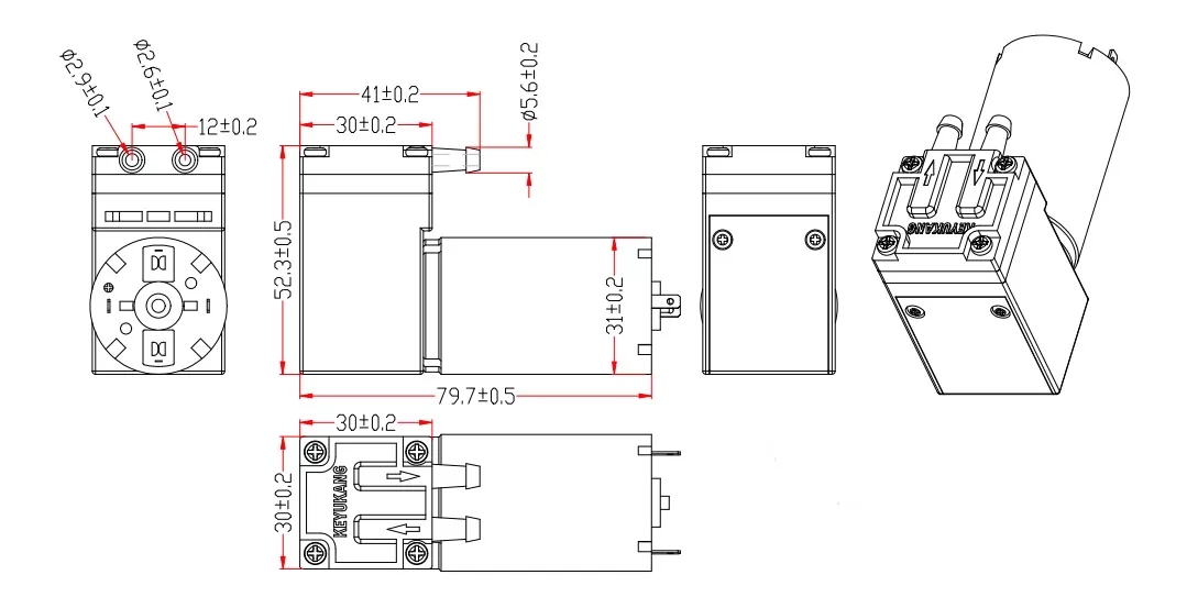 Specification of 31CPM Miniature Vacuum Pump