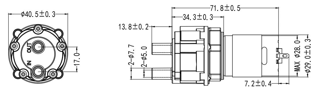 Specification of 36APW Micro Diaphragm Water Pump