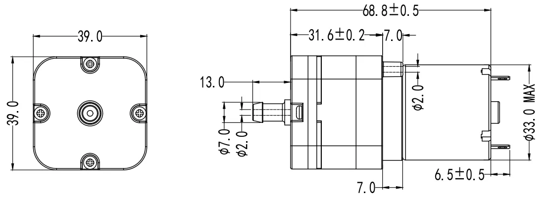Specification of 40APM Micro Negative Pressure Pump/Miniature Vacuum Pump