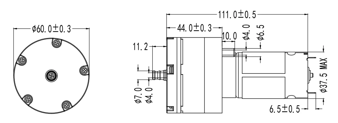 Specification of 60APM Micro Negative Pressure Pump/Miniature Vacuum Pump