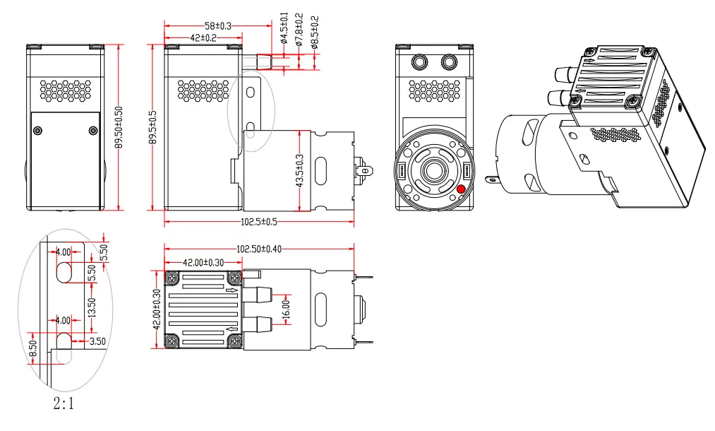 Specification of 1140APM Miniature Vacuum Pump