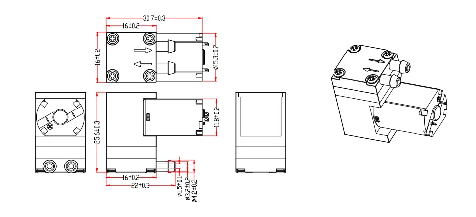 Specification of 2530APM Miniature Vacuum Pump